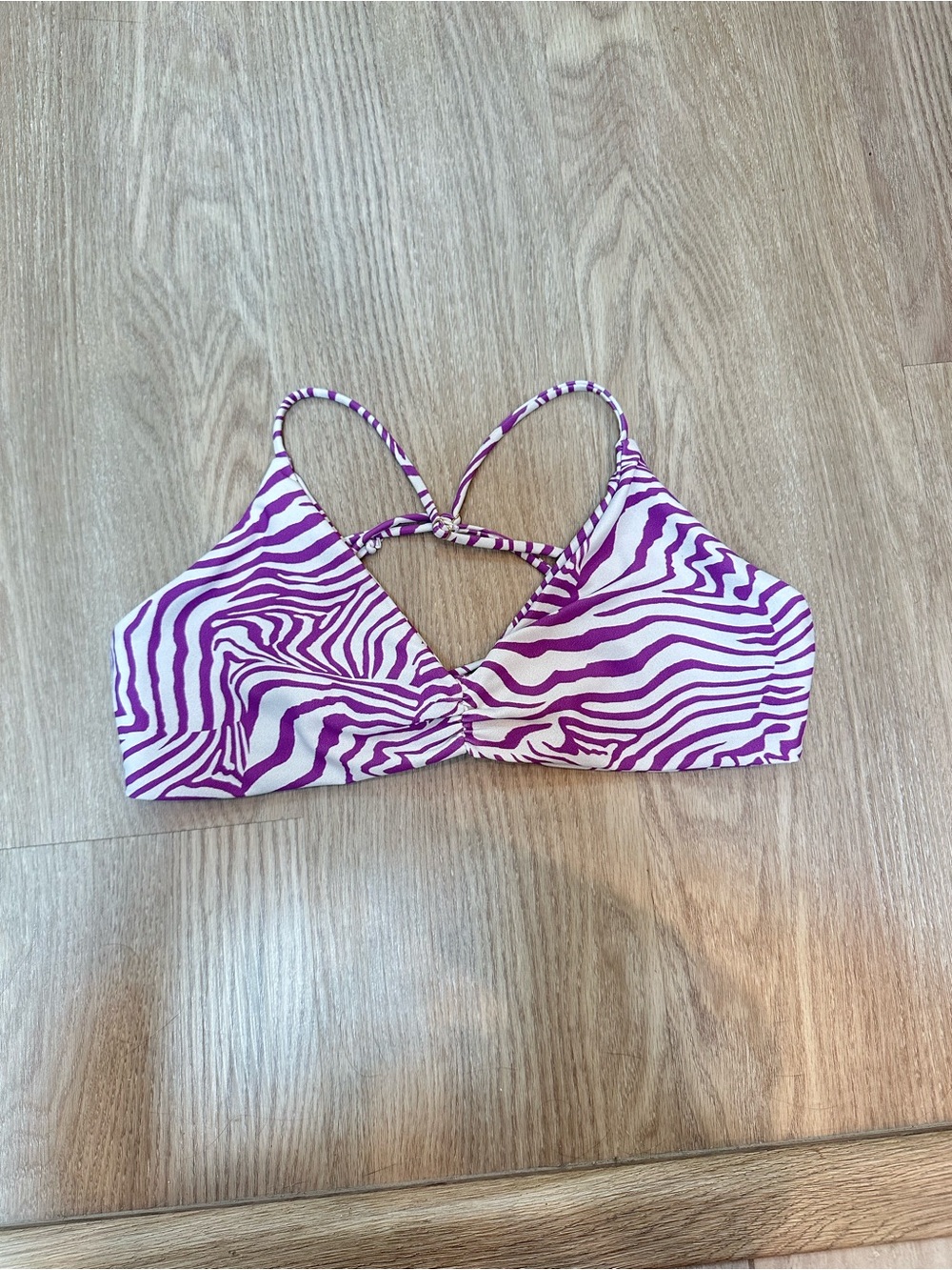 Skatie Betsy Purple Zebra Print Bralette Bikini Top